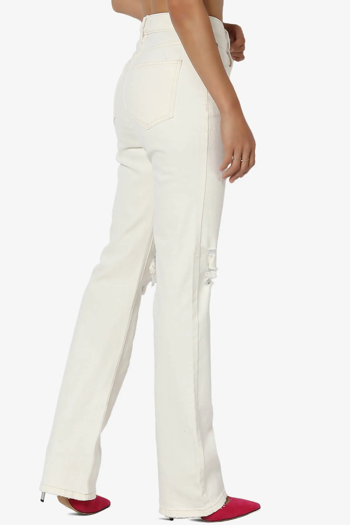 Codi Super High Rise Dad Boyfriend Jeans in Ivory